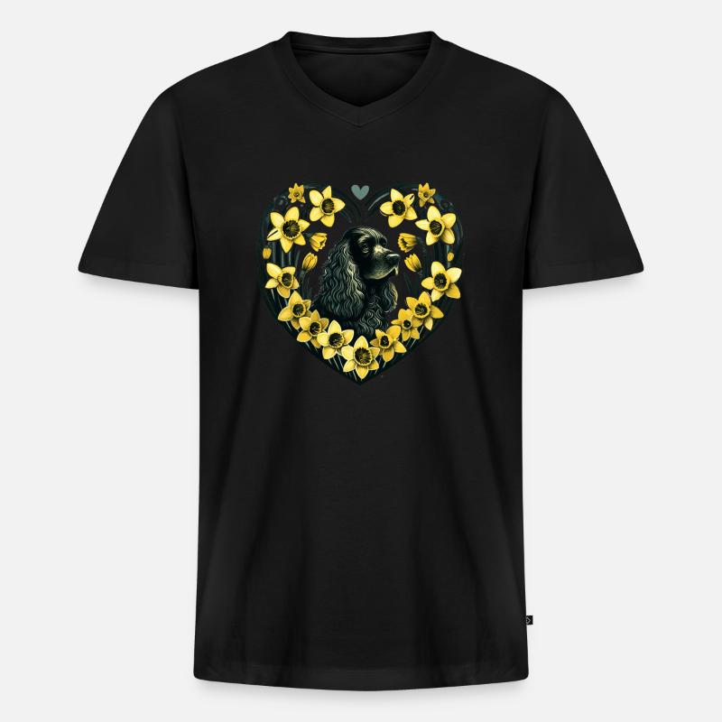 Schwarzer Cocker Spaniel - Männer Premium Bio T-Shirt mit V-Ausschnitt - Schwarz