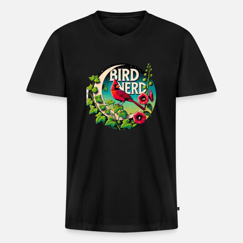 Vogel-Nerd - Männer Premium Bio T-Shirt mit V-Ausschnitt - Schwarz