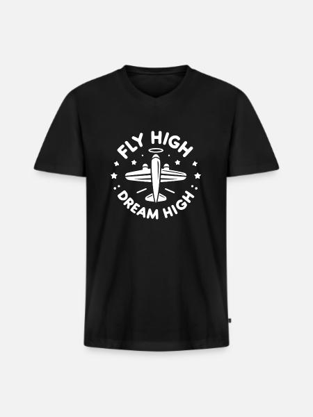 Fly High Dream High - Men's Premium Organic T-shirt with V-neck - black