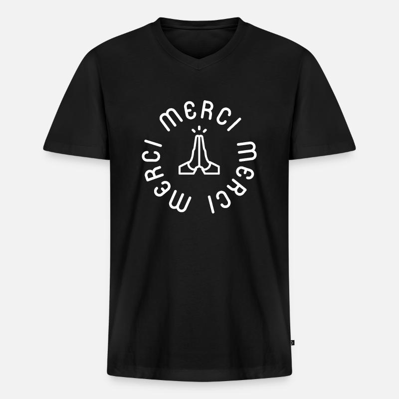 Logo - Danke - Männer Premium Bio T-Shirt mit V-Ausschnitt - Schwarz
