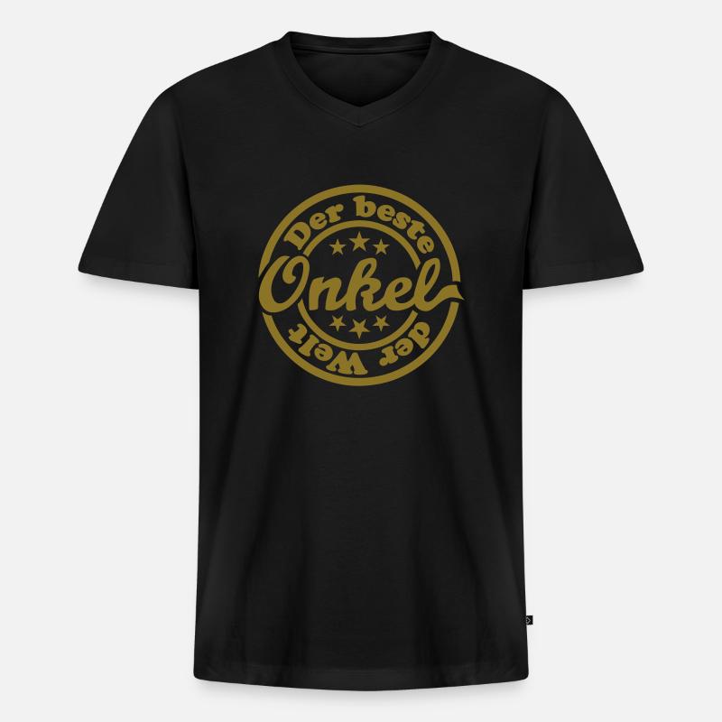Bester Onkel (Stempel) - Männer Premium Bio T-Shirt mit V-Ausschnitt - Schwarz