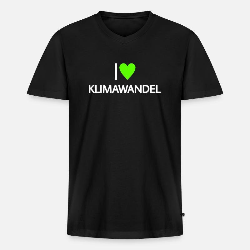 Ich liebe Klimawandel - Männer Premium Bio T-Shirt mit V-Ausschnitt - Schwarz