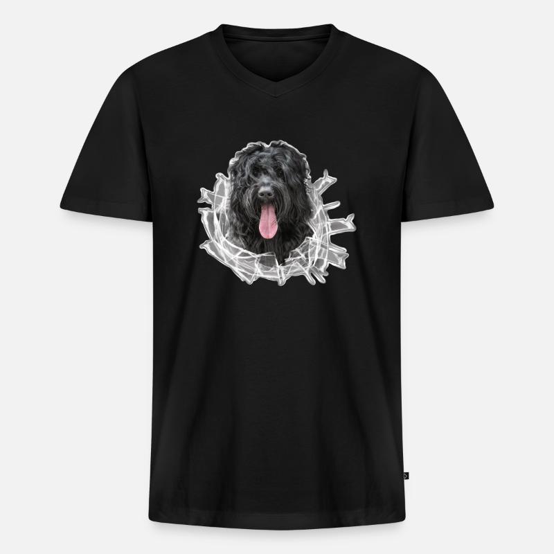 RussischerSchwarzerTerrier Glas - Männer Premium Bio T-Shirt mit V-Ausschnitt - Schwarz
