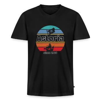 Les Goonies Astoria 1985s Cult Movies 80s - T-shirt encolure en V Premium bio Homme - noir - Devant - Nico (187cm)