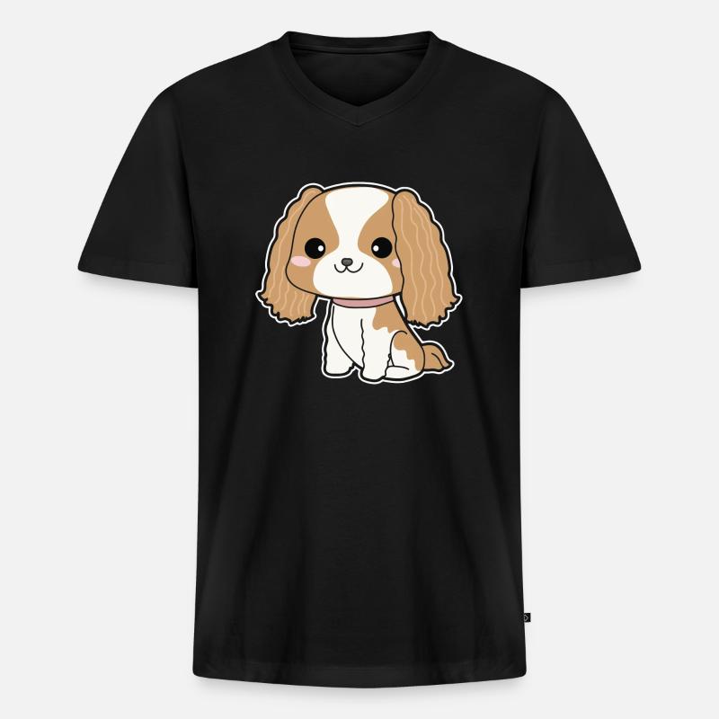 Cavalier King Charles Spaniel - Männer Premium Bio T-Shirt mit V-Ausschnitt - Schwarz