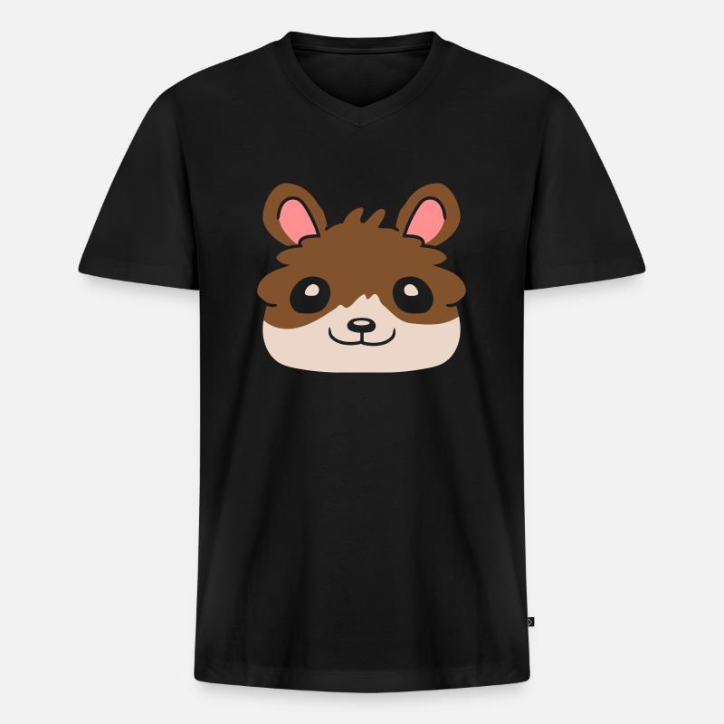 Hamster Gesicht Comic Geschenkidee - Männer Premium Bio T-Shirt mit V-Ausschnitt - Schwarz
