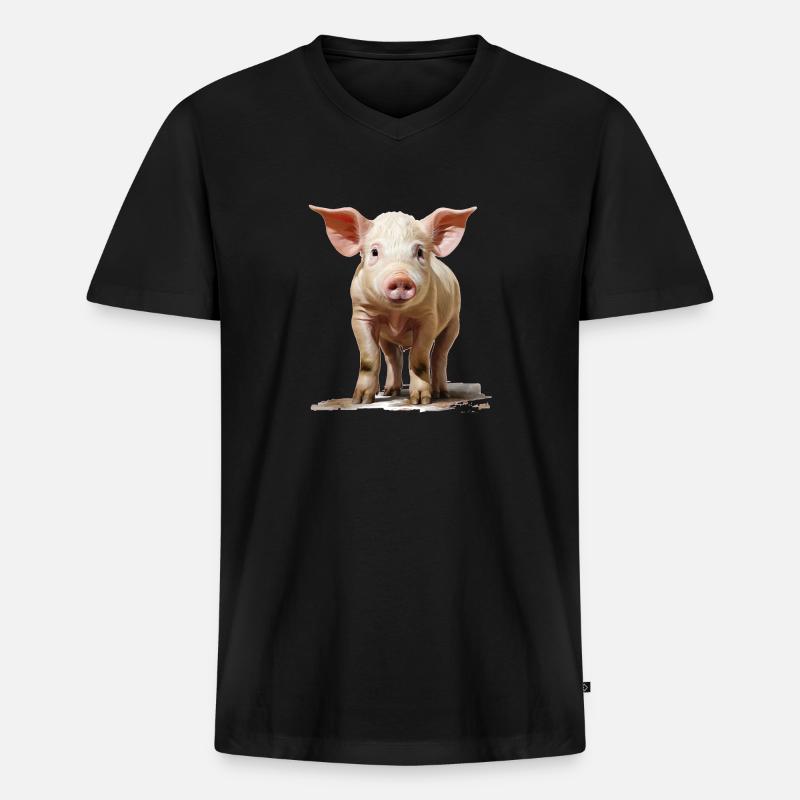 Kleines putziges Ferkel - Männer Premium Bio T-Shirt mit V-Ausschnitt - Schwarz