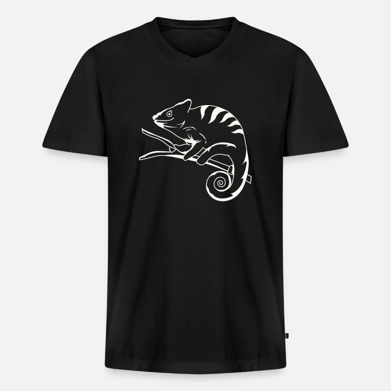 funny cameleon Kopie - Männer Premium Bio T-Shirt mit V-Ausschnitt - Schwarz