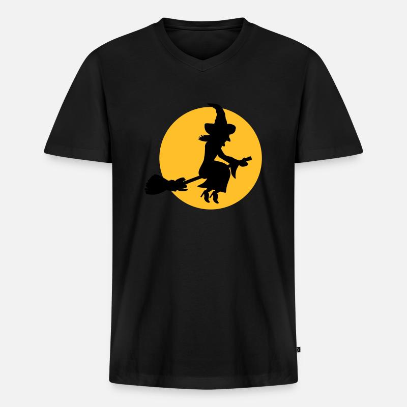Hexe - Männer Premium Bio T-Shirt mit V-Ausschnitt - Schwarz