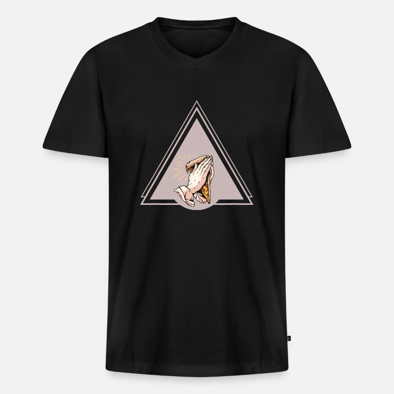Pray for Pizza - Männer Premium Bio T-Shirt mit V-Ausschnitt - Schwarz