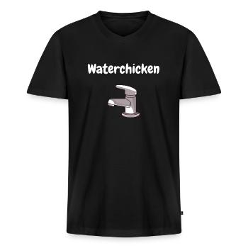 Wasserhahn - Waterchicken - Männer Premium Bio T-Shirt mit V-Ausschnitt - Schwarz - Vorne - Nico (187cm)