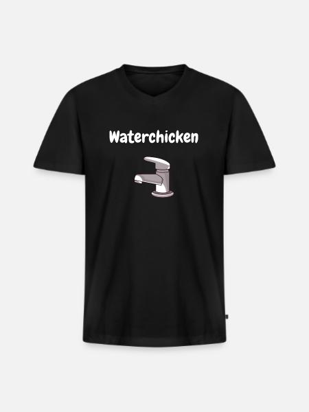 Wasserhahn - Waterchicken - Männer Premium Bio T-Shirt mit V-Ausschnitt - Schwarz