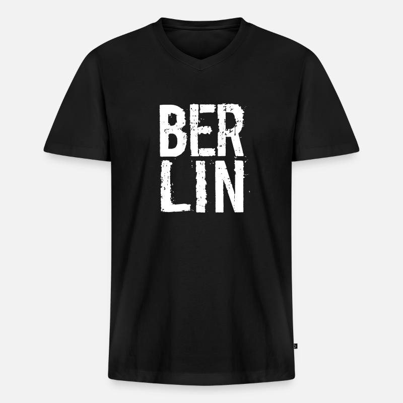Berlin, Deutschland - Männer Premium Bio T-Shirt mit V-Ausschnitt - Schwarz