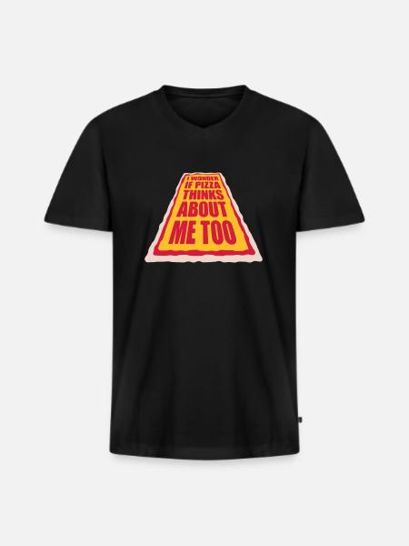 pizza thinks about me - Men's Premium Organic T-shirt with V-neck - black