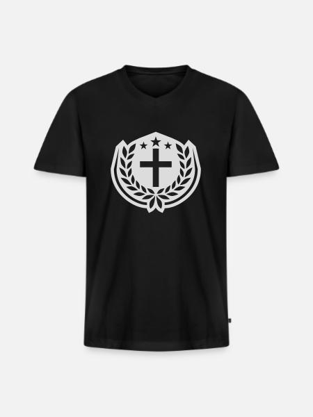 Cross Jesus Christ Laurel Wreath - Men's Premium Organic T-shirt with V-neck - black