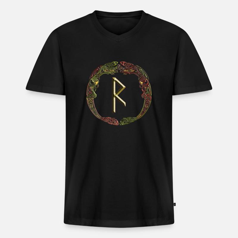 Raido - Männer Premium Bio T-Shirt mit V-Ausschnitt - Schwarz