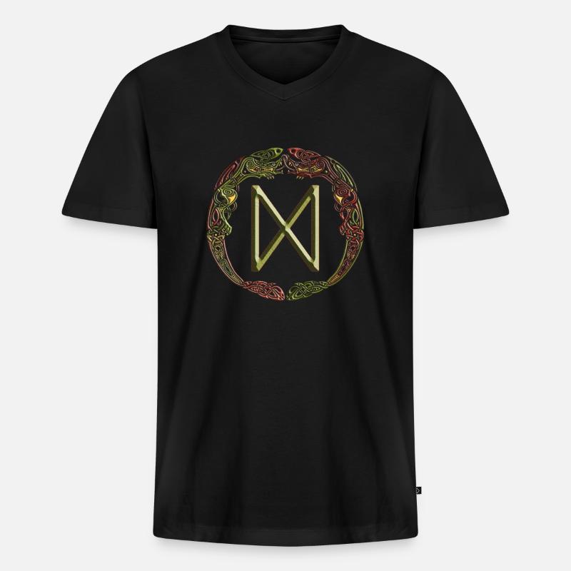 Dagaz - Männer Premium Bio T-Shirt mit V-Ausschnitt - Schwarz