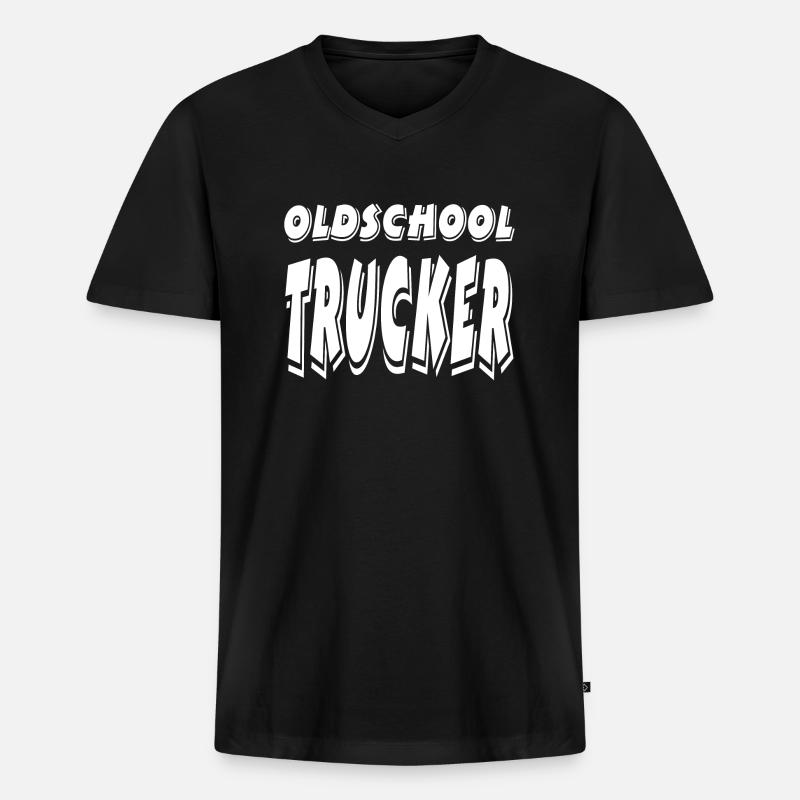 Trucker - Männer Premium Bio T-Shirt mit V-Ausschnitt - Schwarz