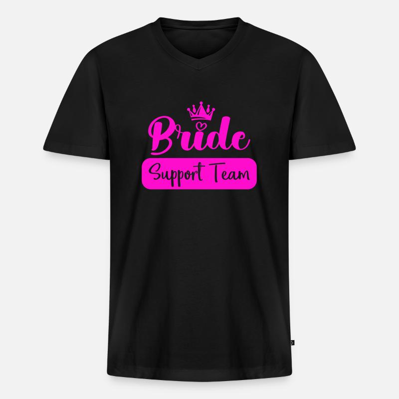 bride support team - Männer Premium Bio T-Shirt mit V-Ausschnitt - Schwarz