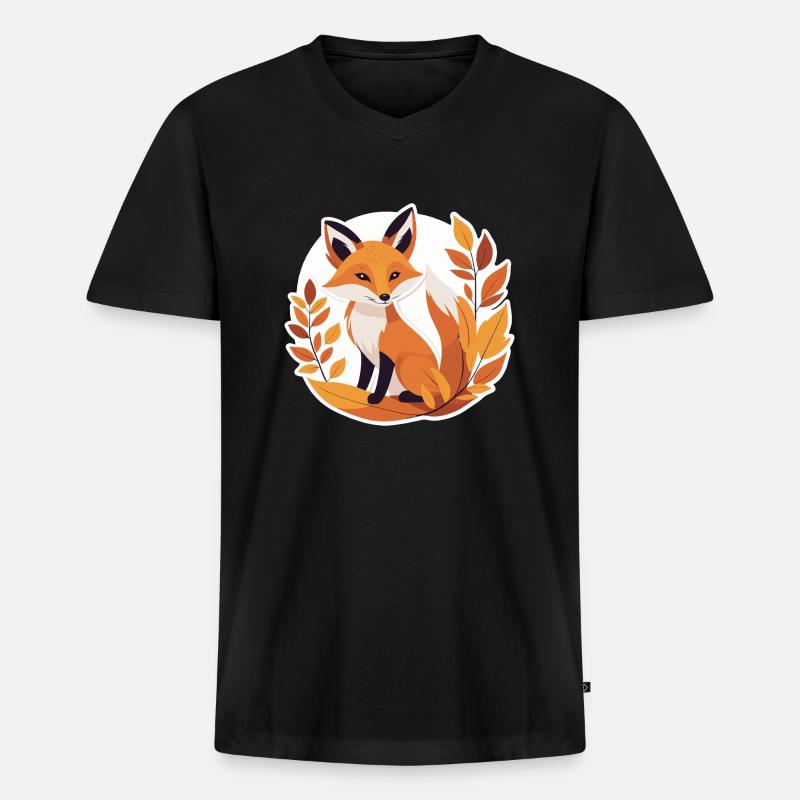Fuchs im Herbst #6 - Männer Premium Bio T-Shirt mit V-Ausschnitt - Schwarz