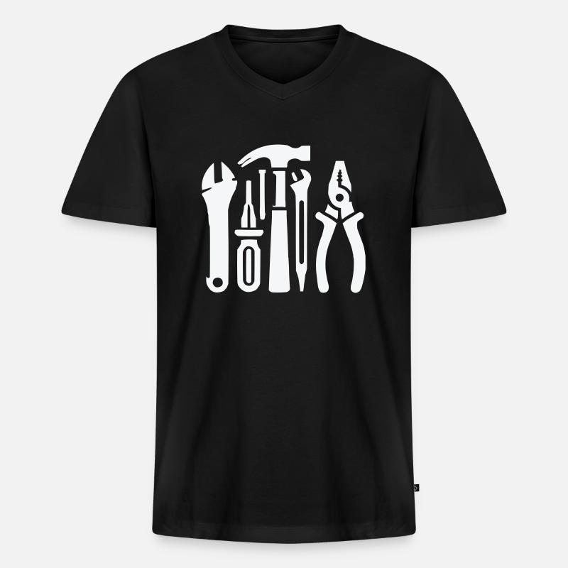 werkzeug - Männer Premium Bio T-Shirt mit V-Ausschnitt - Schwarz