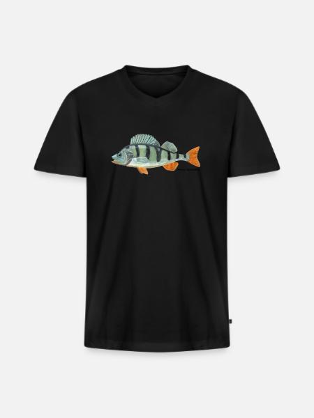 Perch - Perca fluviatilis - Men's Premium Organic T-shirt with V-neck - black