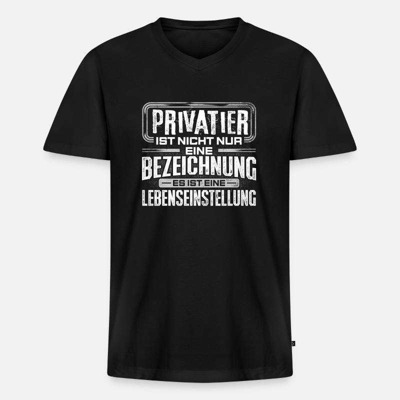 PRIVATIER - Leben - Männer Premium Bio T-Shirt mit V-Ausschnitt - Schwarz