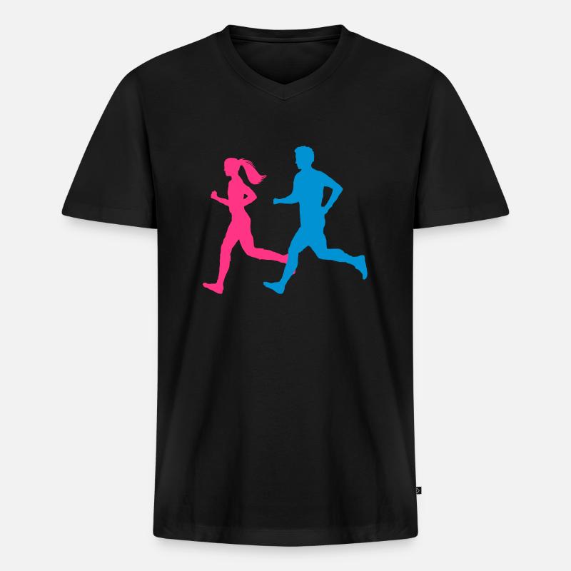 Jogger Paar bunt - Männer Premium Bio T-Shirt mit V-Ausschnitt - Schwarz
