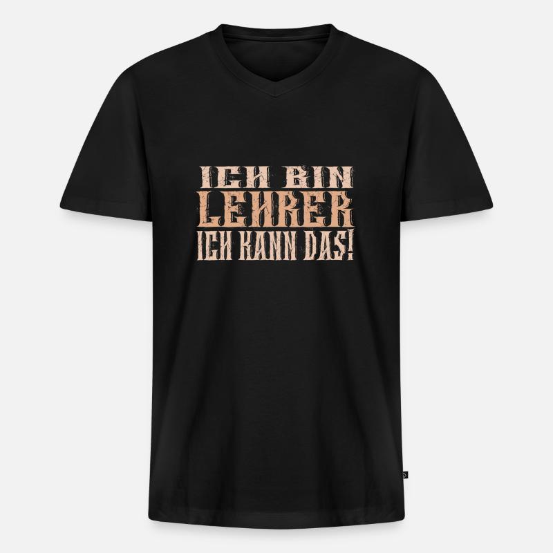 Ich bin Lehrer - Männer Premium Bio T-Shirt mit V-Ausschnitt - Schwarz