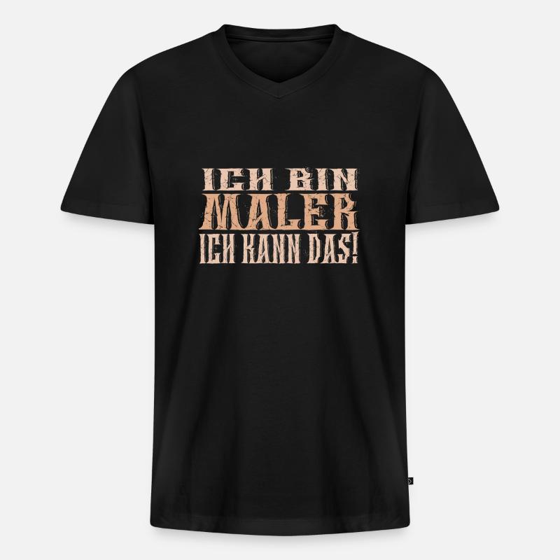 Ich bin Maler - Männer Premium Bio T-Shirt mit V-Ausschnitt - Schwarz