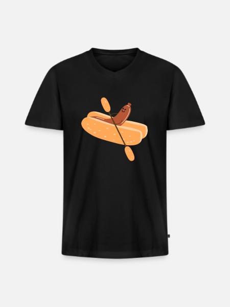 Bockwurst im Paddelboot - Männer Premium Bio T-Shirt mit V-Ausschnitt - Schwarz