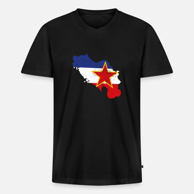 Balkan Yugoslavia Nostalgie Geschenkidee - Männer Premium Bio T-Shirt mit V-Ausschnitt - Schwarz