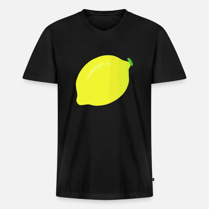 Zitrone Illustration Geschenkidee - Männer Premium Bio T-Shirt mit V-Ausschnitt - Schwarz