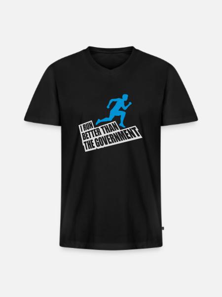 run better than government - Men's Premium Organic T-shirt with V-neck - black