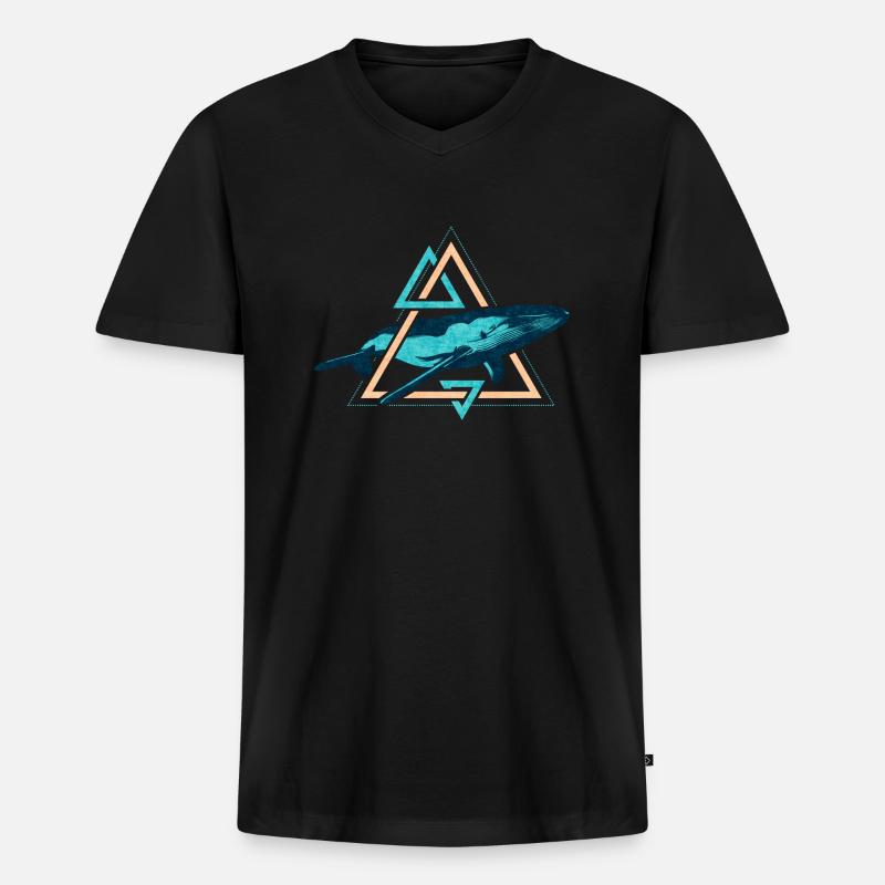 Blauwal - Männer Premium Bio T-Shirt mit V-Ausschnitt - Schwarz