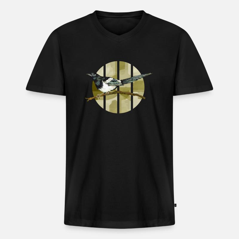 Bunter Vogel - Männer Premium Bio T-Shirt mit V-Ausschnitt - Schwarz