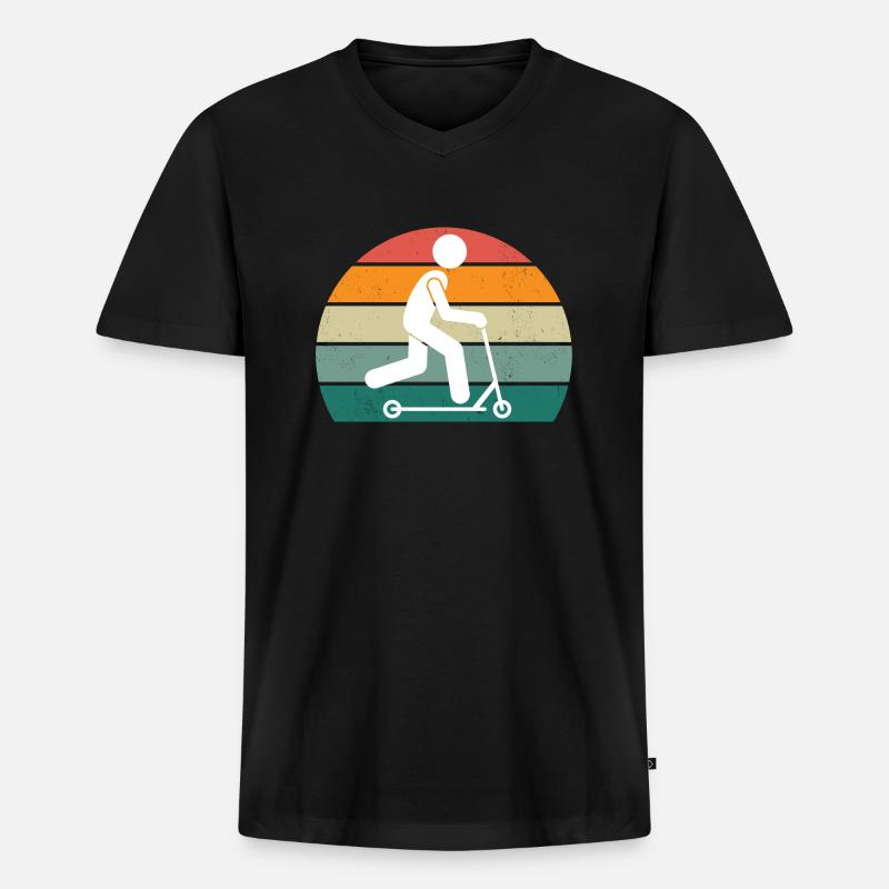 RetroScooter - Männer Premium Bio T-Shirt mit V-Ausschnitt - Schwarz