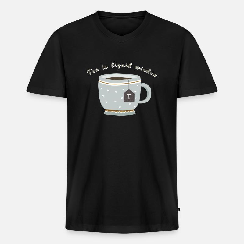 Tea is liquid wisdom - Männer Premium Bio T-Shirt mit V-Ausschnitt - Schwarz