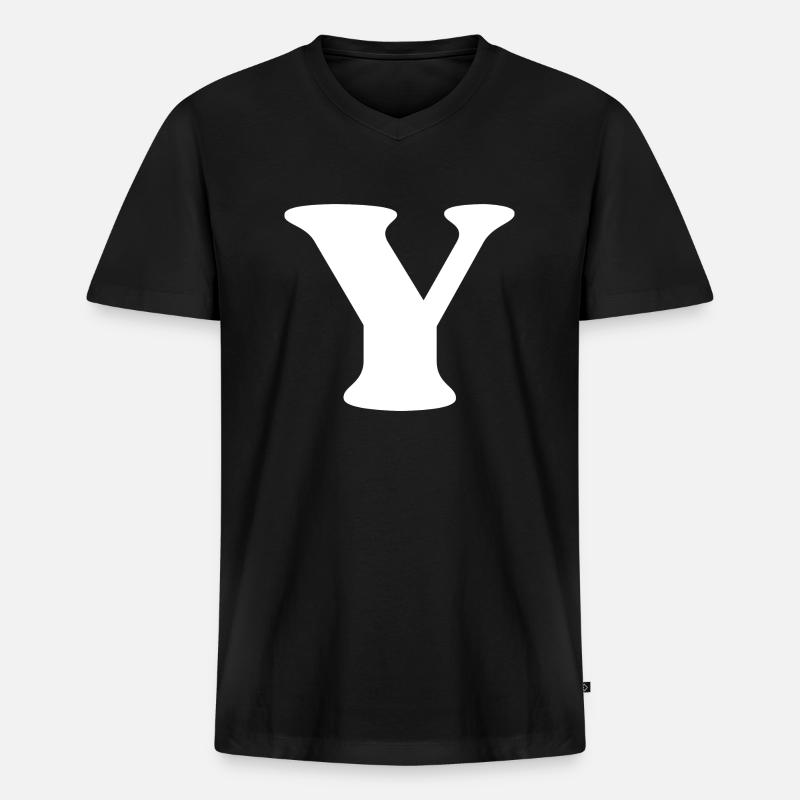 Ypsilon - Männer Premium Bio T-Shirt mit V-Ausschnitt - Schwarz