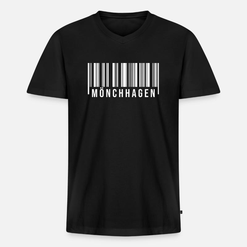 Mönchhagen Strichcode - Männer Premium Bio T-Shirt mit V-Ausschnitt - Schwarz