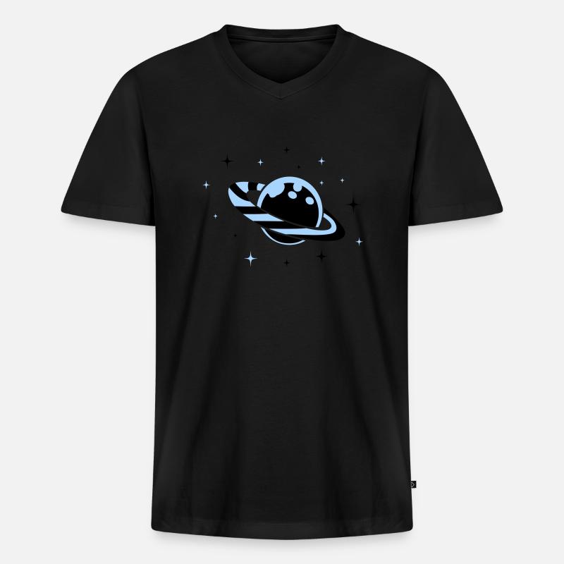 planet 01 - Männer Premium Bio T-Shirt mit V-Ausschnitt - Schwarz