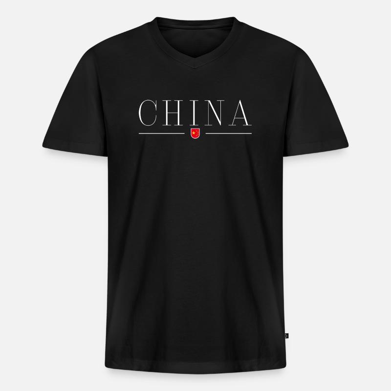 Ich liebe China - Männer Premium Bio T-Shirt mit V-Ausschnitt - Schwarz