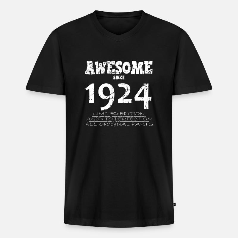 1924 - Legendäres 100-jähriges Jubiläum - Männer Premium Bio T-Shirt mit V-Ausschnitt - Schwarz