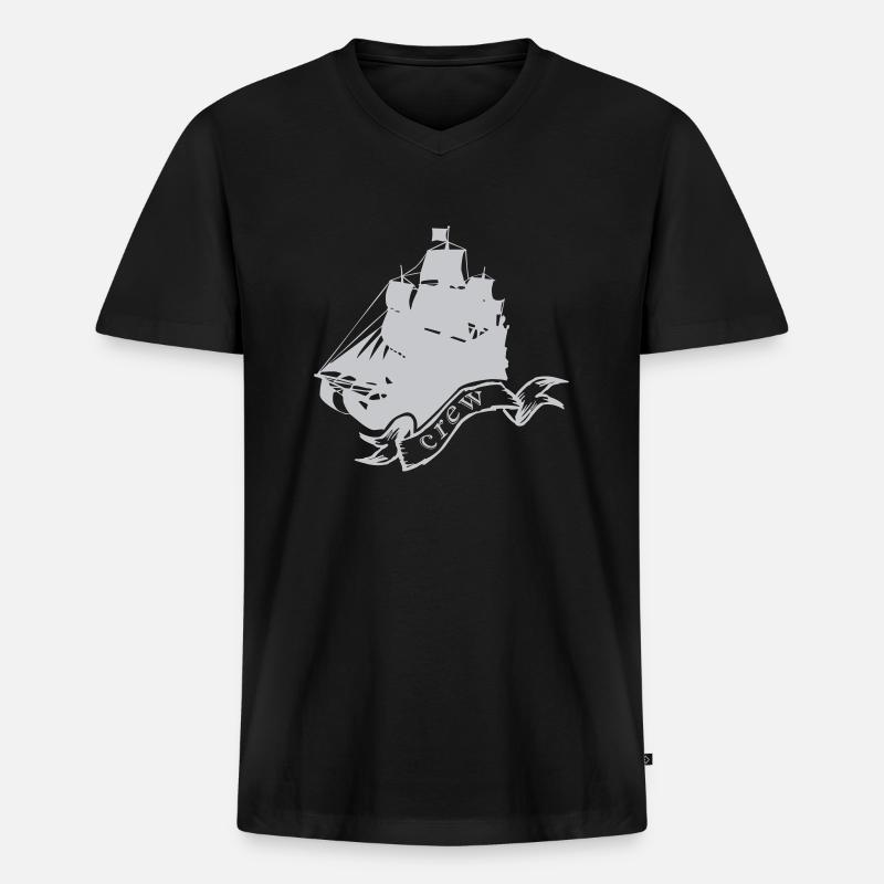 piratenschiff crew - Männer Premium Bio T-Shirt mit V-Ausschnitt - Schwarz