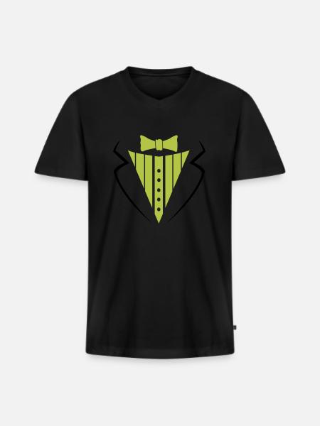 Suit Texedo - Men's Premium Organic T-shirt with V-neck - black
