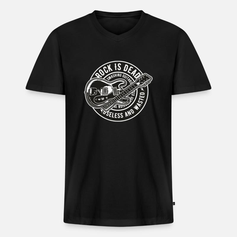 Rock Is Dead - Männer Premium Bio T-Shirt mit V-Ausschnitt - Schwarz