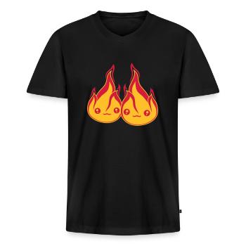team 2 freunde paar liebe paerchen verliebt gesich - Männer Premium Bio T-Shirt mit V-Ausschnitt - Schwarz - Vorne - Nico (187cm)