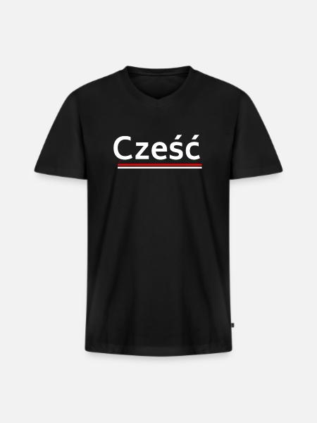 Hello - welcome in Polish - Men's Premium Organic T-shirt with V-neck - black