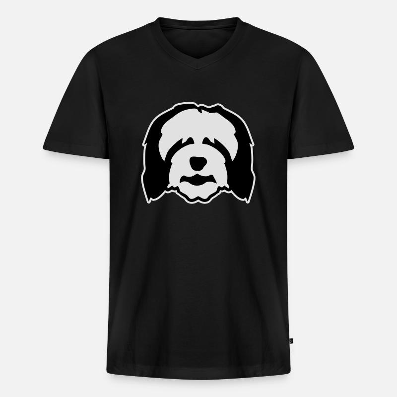 Bearded Collie - Männer Premium Bio T-Shirt mit V-Ausschnitt - Schwarz