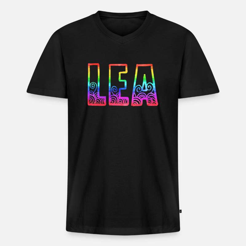 lea rs regenbogen - Männer Premium Bio T-Shirt mit V-Ausschnitt - Schwarz